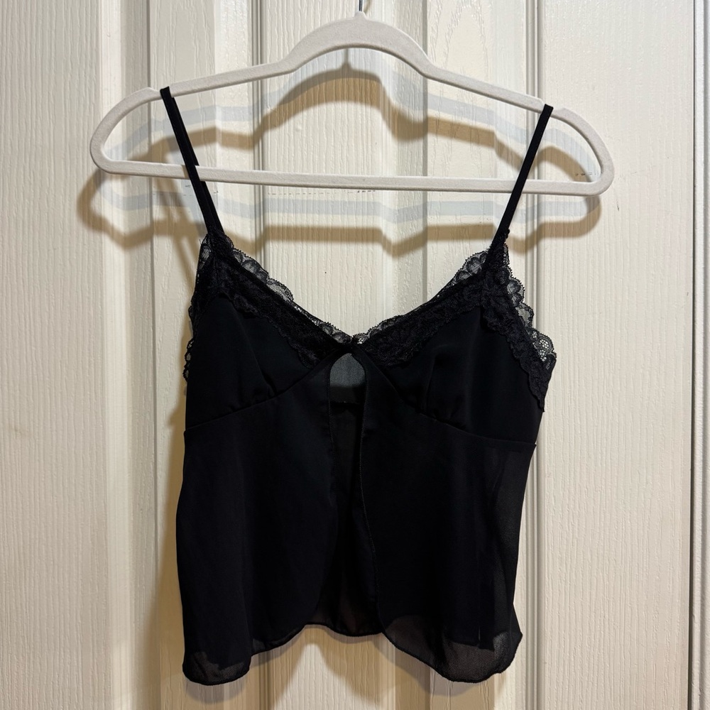 sheer open front lace top